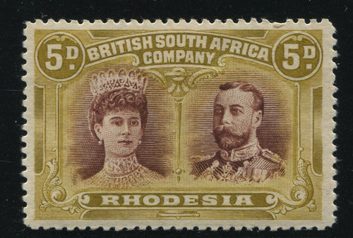 RHODESIA 1910 5d DOUBLE HEAD FINE MINT - SG 141