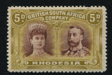 RHODESIA 1910 5d DOUBLE HEAD FINE MINT - SG 141