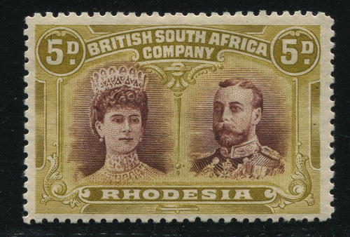 RHODESIA 1910 5d DOUBLE HEAD FINE MINT - SG 141a