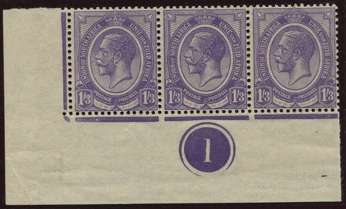 SA 1913 KGV 1/3 KINGSHEAD CONTROL STRIP OF 3 - SACC 12