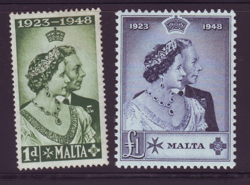 MALTA 1949 ROYAL SILVER WEDDING  KGV1 SET OF 2 MINT