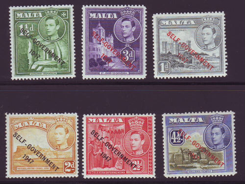 MALTA 1948 NEW CONSTITUTION KGV1 SET OF 21 MINT