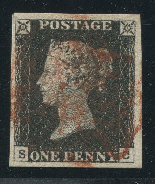 GREAT BRITAIN 1840 1d BLACK PLATE 1b  FINE USED
