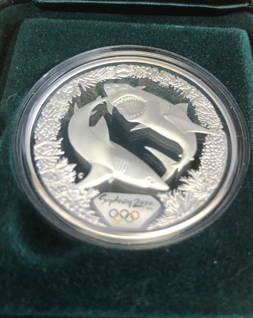 AUSTRALIA - SYDNEY 2000 OLYMPICS -SILVER COIN SERIES - Great White Shark & Coral