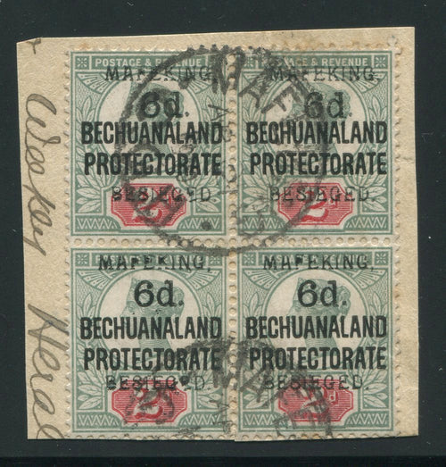 MAFEKING 1900 6d on 2d - A  SUPERB USED BLOCK OF 4 ON PIECE