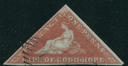 CAPE OF GOOD HOPE 1853 1d TRIANGLE ON DEEPLY BLUED PAPER FINE USED