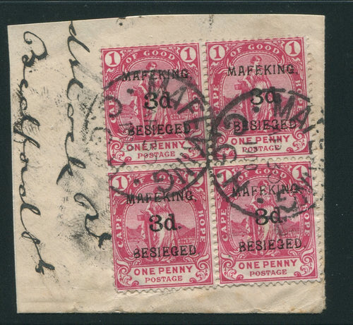 MAFEKING 1900 3d on 1d - FINE USED BLOCK  ON PIECE - SG3