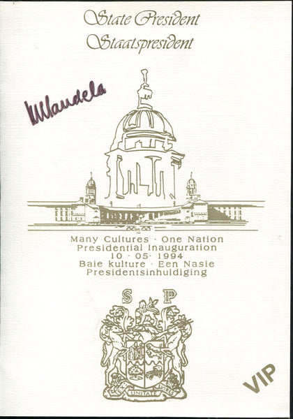 1994 INAUGURATION VIP FOLDER SIGNED BY PRESIDENT MANDELA
