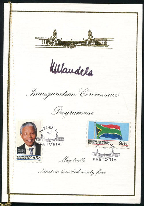 1994 INAUGURATION CEREMONIES FOLDER SIGNED BY PRESIDENT MANDELA