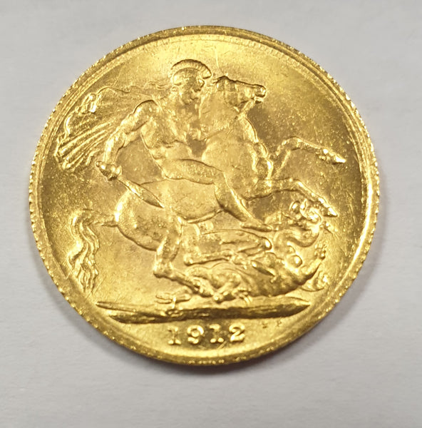 GREAT BRITAIN 1912 KING GEORGE V  GOLD SOVEREIGN