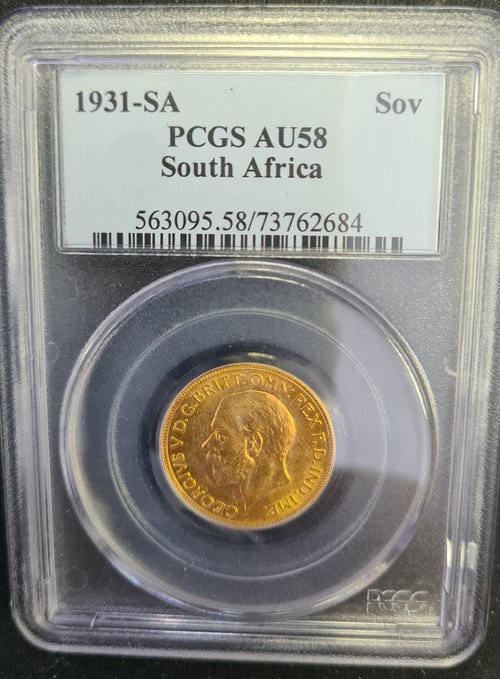 SA 1931  GOLD  SOVEREIGN AU 58 PCGS