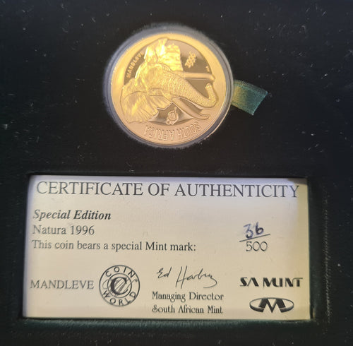 RSA 1996 NATURA ELEPHANT "MANDLEVE" LAUNCH  ONE OUNCE GOLD