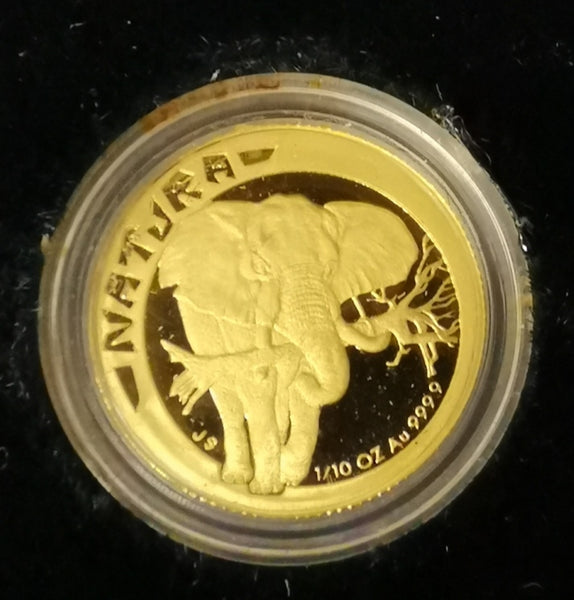 RSA 1996 ELEPHANT ONE TENTH OUNCE PROOF GOLD NATURA
