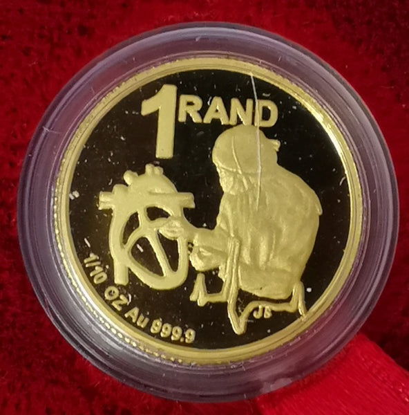 1997 HEART TRANSPLANT  R1,00  PROOF ONE  TENTH OUNCE GOLD