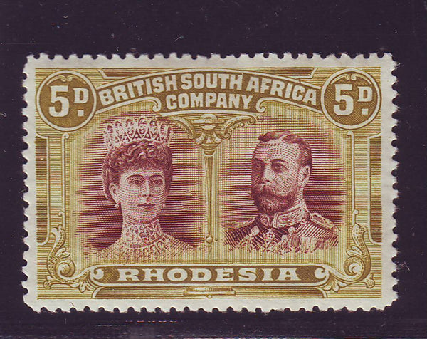 RHODESIA 1910 5d DOUBLE HEAD FINE UNMOUNTED MINT