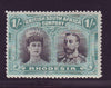 RHODESIA 1910 1/- DOUBLE HEAD FINE UNMOUNTED MINT