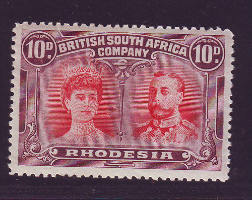 RHODESIA 1910 10d DOUBLE HEAD FINE UNMOUNTED MINT