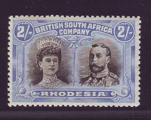 RHODESIA 1910 2/- DOUBLE HEAD FINE UNMOUNTED MINT