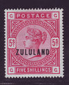 ZULULAND 1888 5/- VERY FINE MINT