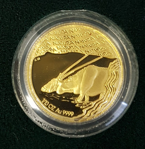 2001 NATURA ONE TENTH OUNCE ORYX GOLD PROOF COIN