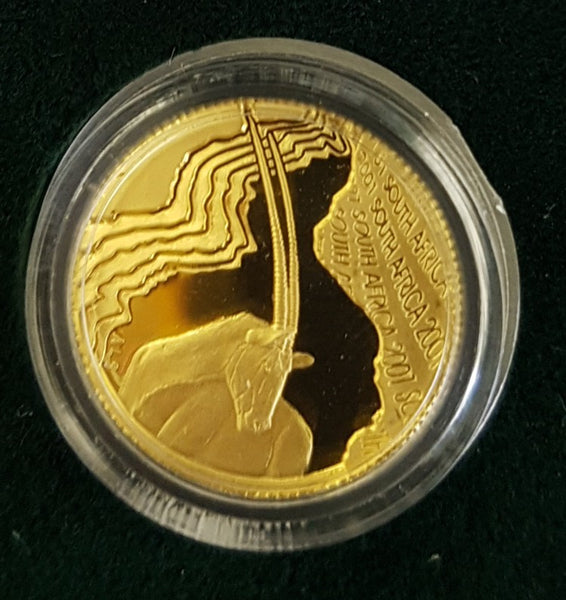 2001 NATURA ONE TENTH OUNCE ORYX GOLD PROOF COIN