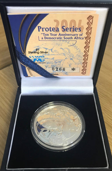 2004  R1 SILVER PROTEA '10 YEARS OF DEMOCRACY'  PROOF