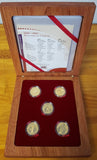2010 FIFA PRESTIGE SET OF 5 x 1/4 24ct GOLD TWO RAND PROOF COINS