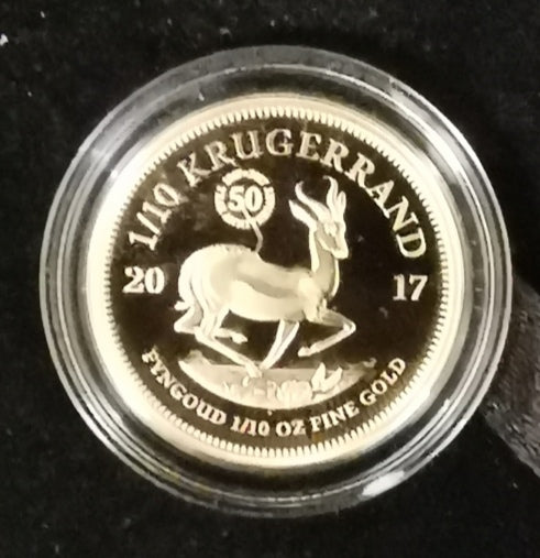 RSA 2017 PROOF ONE TENTH OUNCE 50th ANNIVERSAY KRUGERRAND SPECIAL MINTMARK