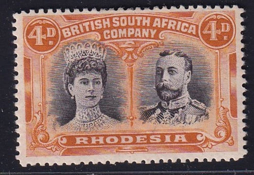 RHODESIA 1910 4d  DOUBLE HEAD FINE MINT SG 139