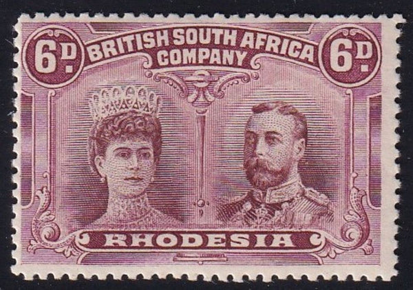 RHODESIA 1910 6d  DOUBLE HEAD FINE MINT SG 144 #2
