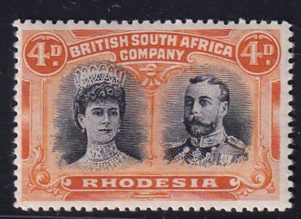 RHODESIA 1910 4d  DOUBLE HEAD FINE MINT SG 138 #2