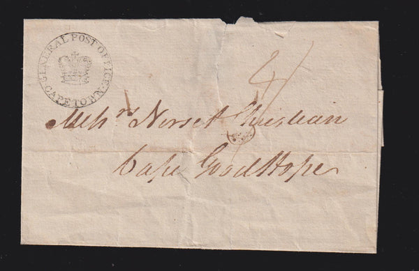 CAPE OF GOOD HOPE COVER ADDRESSED TO "CAPE GOODHOPEN"