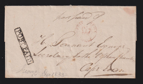 CAPE OF GOOD HOPE 1833 GEORGE - CAPETOWN - SCARCE