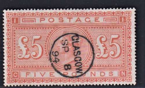 GREAT BRITAIN 1867  £5 ORANGE - SUPERB USED