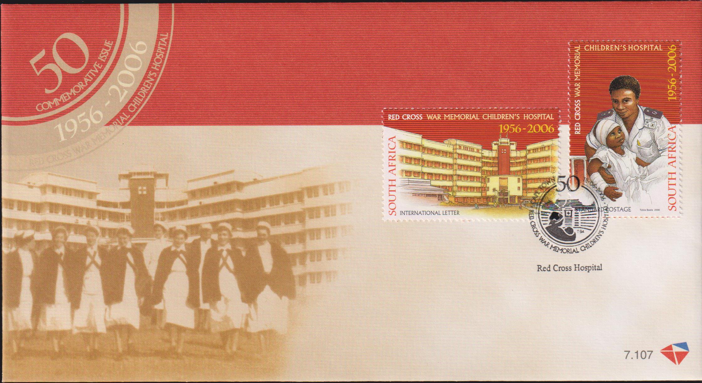 RSA 2006  FDC 7.107 50th ANNIVERSARY OF THE RED CROSS HOSPITAL