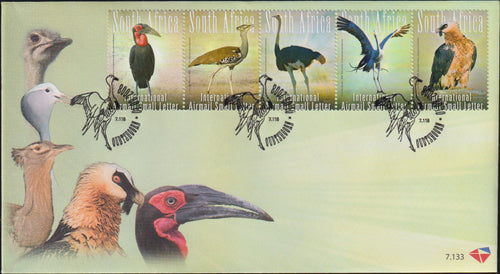 RSA 2008  FDC 7.133 SOUTH AFRICAN BIG 5 OF BIRDS