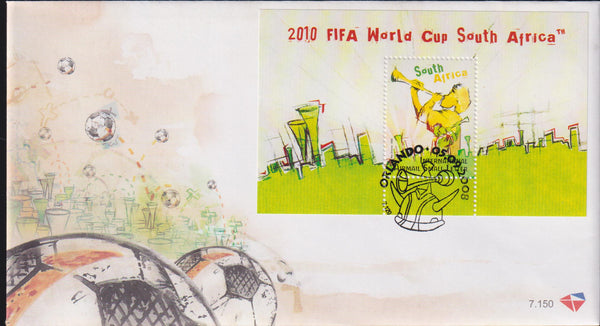 RSA 2009  FDC 7.150  2010 FIFA WORLD CUP MINIATURE SHEET