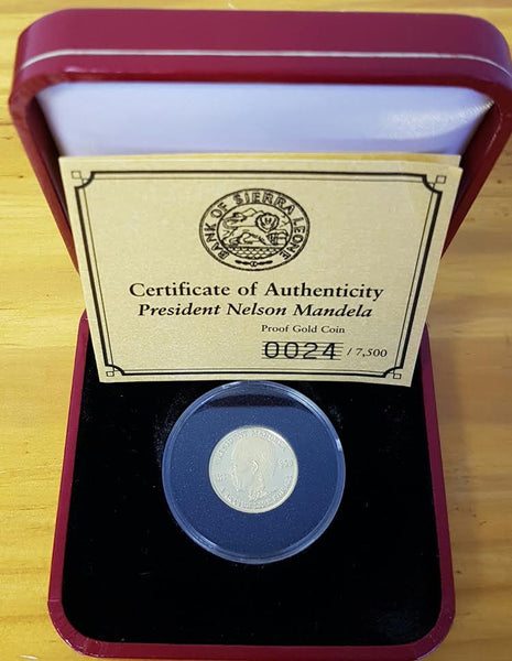 SIERRA LEONE 2004 NELSON MANDELA PROOF ONE TENTH OUNCE